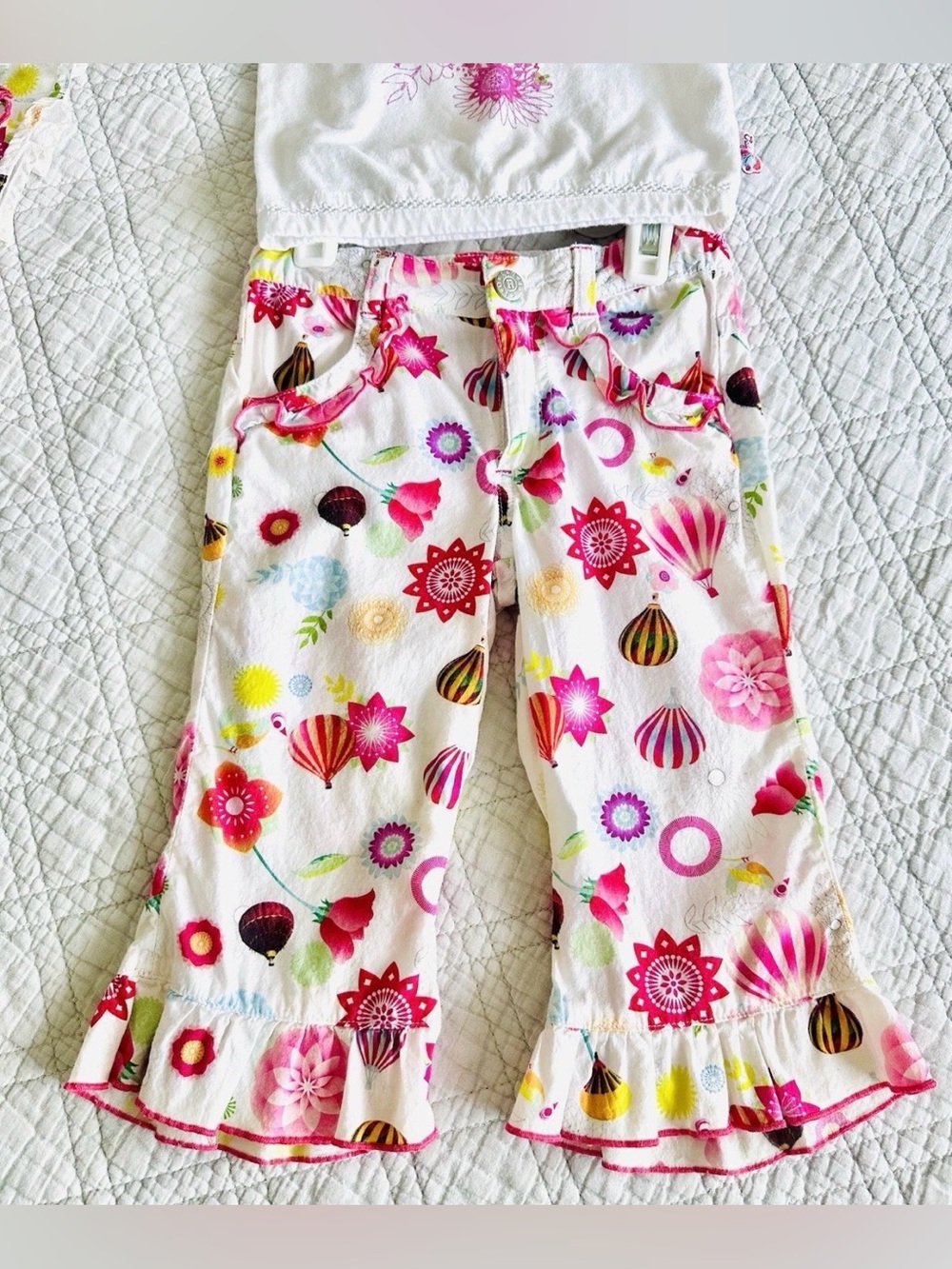 VINTAGE OILILY Girl 3pc Shirt Skirt Pants Set EU86 18-24M 2T Hot Air Balloon 🎈 - Picture 3 of 6